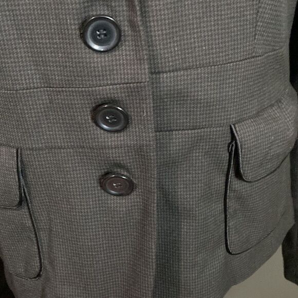 Halogen Black and Brown Small Houndstooth Print Blazer Jacket Stretch - Picture 4 of 13